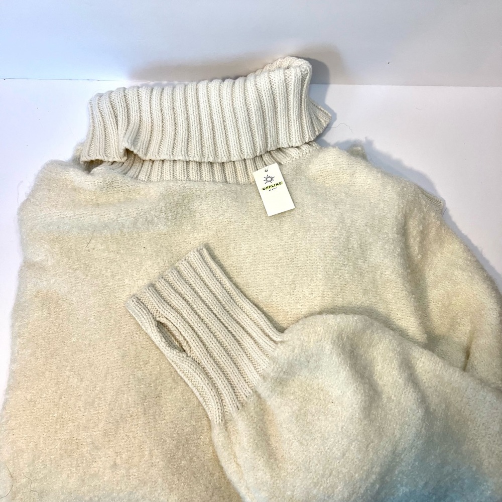 Aerie Offline Cream Turtleneck Sweater